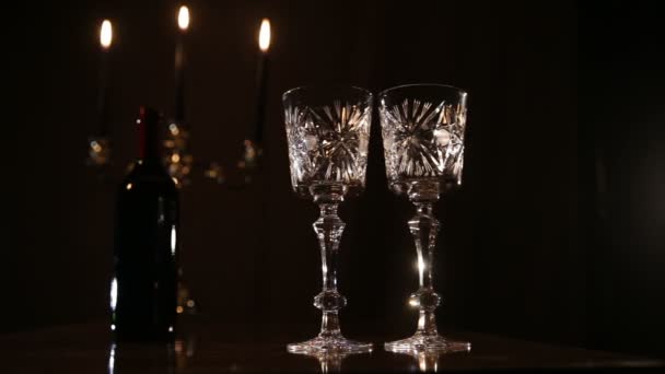 Serata romantica con vino . — Video Stock