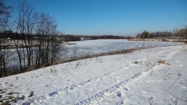 Landscape winter lake — Stock Video