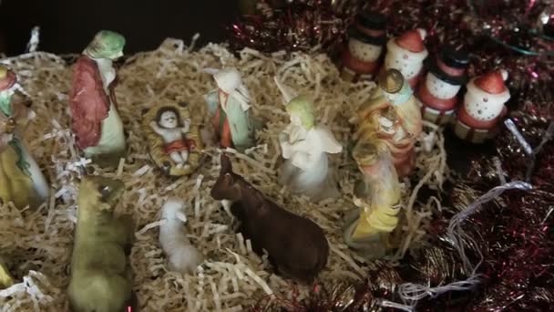 Escena de Navidad de la vida de Cristo — Vídeo de stock