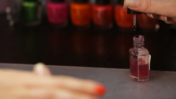 Womens manicure, Nail Polish — Stock Video