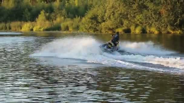 Young girl on jet ski. — Stock Video