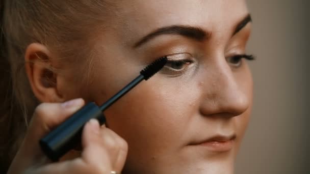 由年轻女子组成的专业化妆艺术家 — 图库视频影像