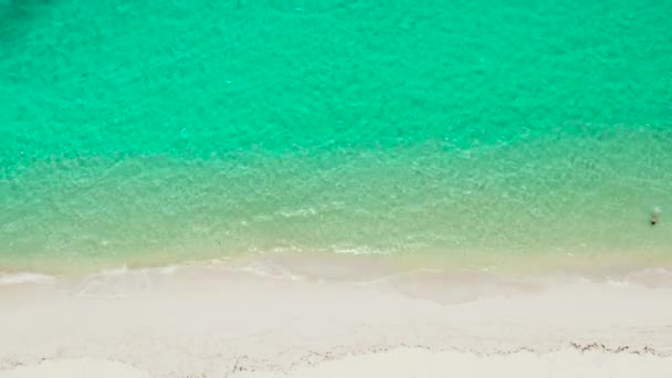 Tropikalna plaża i błękitne morze z falami. — Wideo stockowe