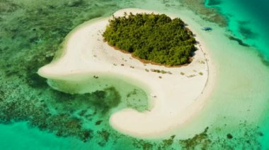 Kumlu bir tropik ada. Balabac, Palawan, Filipinler.