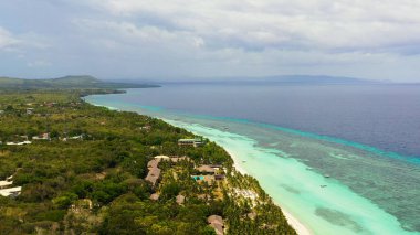 Kumsal ve tropikal deniz. Panglao Adası, Filipinler.