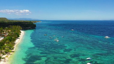 Kumsal ve tropikal deniz. Panglao Adası, Filipinler.