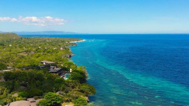 Kumsal ve tropikal deniz. Panglao Adası, Filipinler.