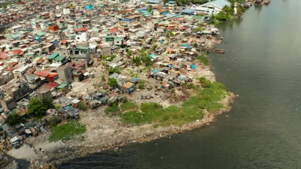 Favelas e bairro pobre da cidade de Manila. — Vídeo de Stock