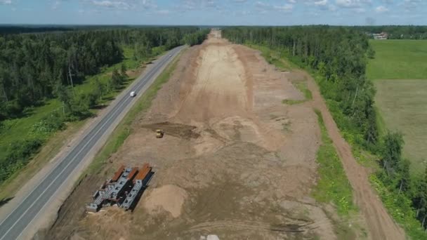 Construcción de carreteras Vista aérea — Vídeos de Stock