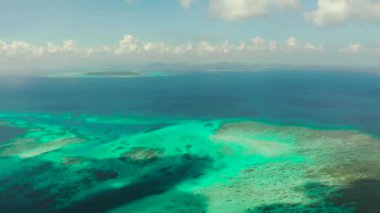 Göl kenarları ve tropikal adaları olan tropik bir yer. Balabac, Palawan, Filipinler.
