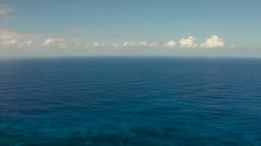 Deniz manzarası, mavi deniz, bulutlu gökyüzü, hava manzarası