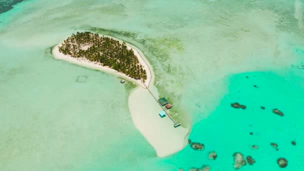 Ilha tropical com uma praia no atol. Onok Island Balabac, Filipinas. — Vídeo de Stock