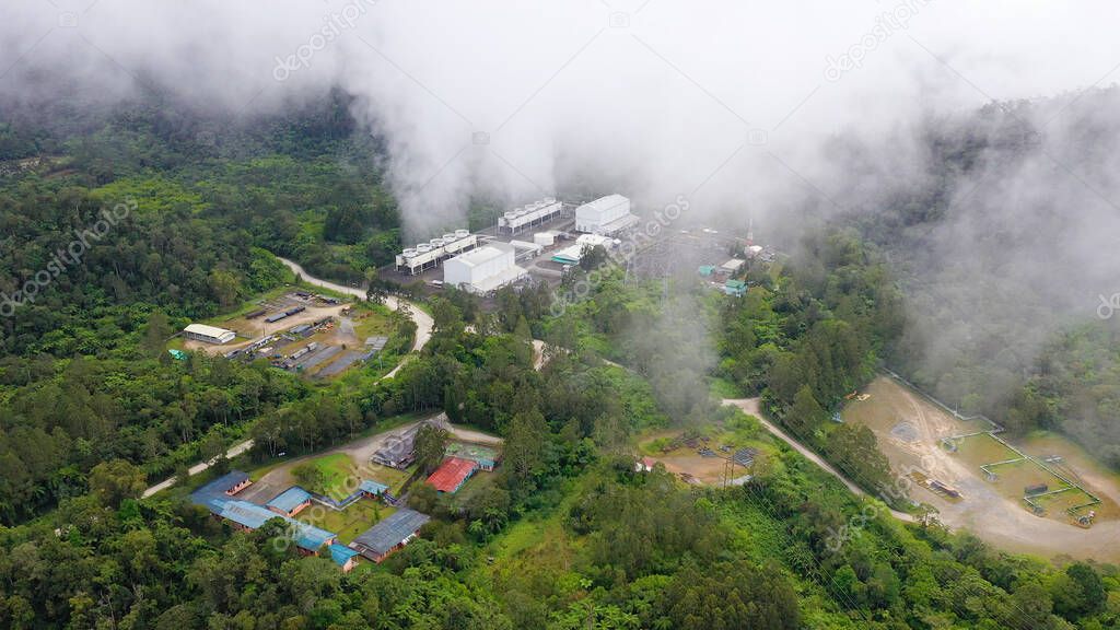 Geothermal power station. Philippines, Mindanao. Apo mountain.