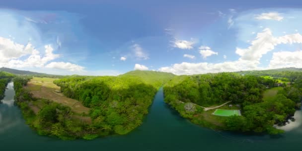 Řeka Loboc v džungli. Bohol, Filipíny. 360 panorama VR. — Stock video