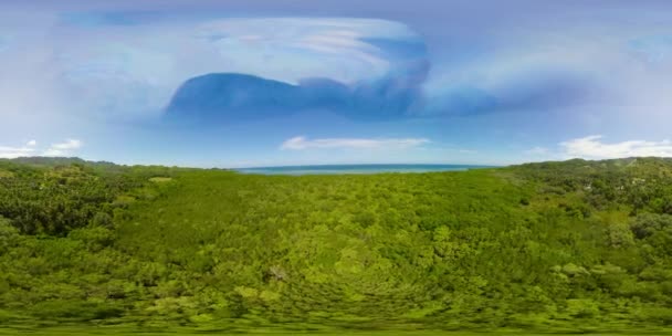 Paisagem tropical, mar e montanhas com selva. Bohol, Filipinas 360 panorama VR. — Vídeo de Stock