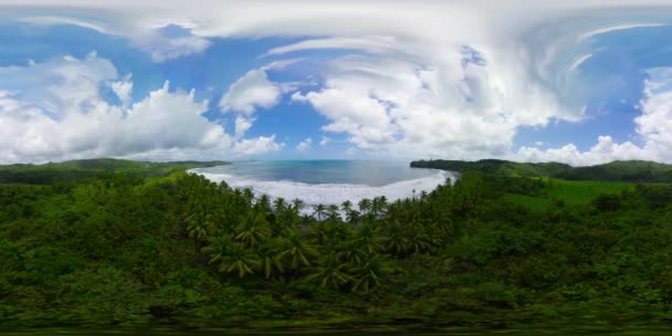 Paisaje tropical con playa y mar. Vista de 360 grados — Vídeo de stock