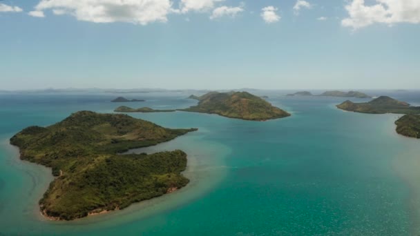 Zeegezicht met tropische eilanden en lagunes., Filippijnen, Palawan — Stockvideo
