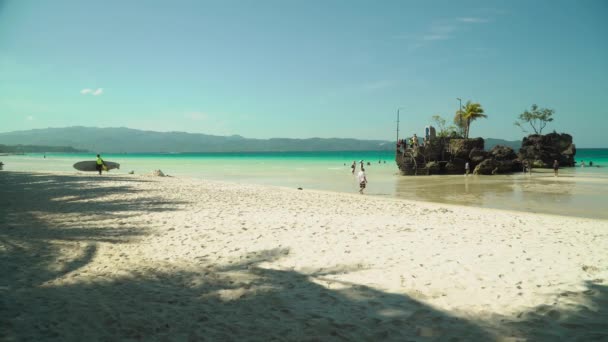 Boracay eiland met wit zandstrand, Filippijnen — Stockvideo