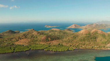 Tropikal adaları, lagünleri, Filipinleri, Palawan 'ı olan bir deniz burnu.