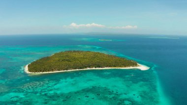 Kumlu bir tropik ada. Balabac, Palawan, Filipinler.
