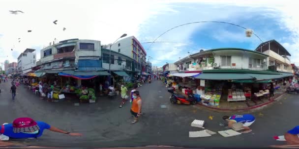 Nyilvános piac Manila utcáin. Fülöp-szigetek 360 fokos kilátás — Stock videók