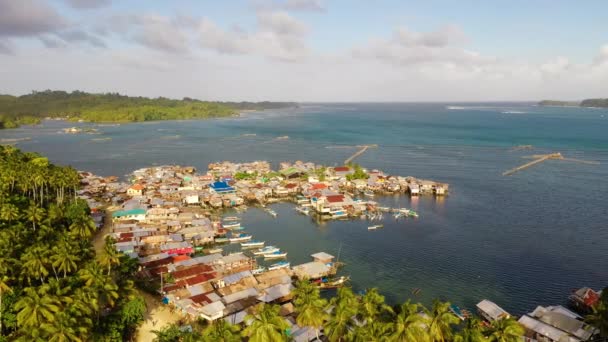 Vissersdorp op de Filippijnen. Mindanao — Stockvideo