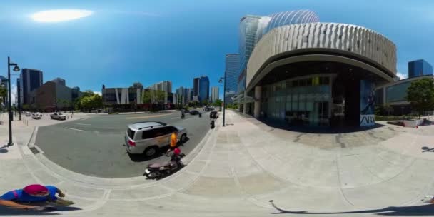 Manila, la capital de Filipinas con rascacielos. Realidad virtual 360 — Vídeo de stock