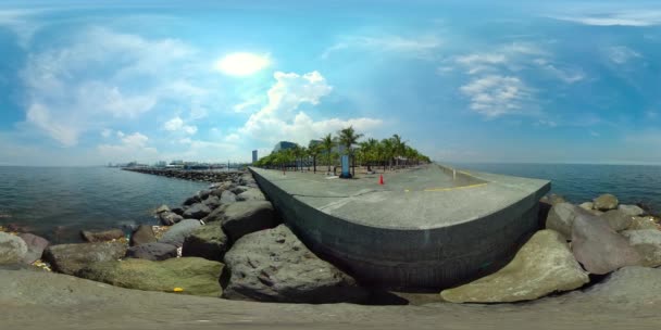 Waterkant in de stad Manilla. 360 graden uitzicht — Stockvideo