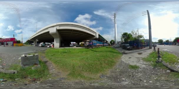 Spoorwegsysteem in Manilla stad. Filippijnen. 360 graden uitzicht — Stockvideo
