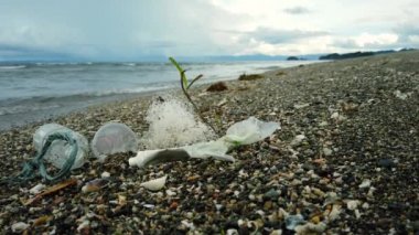 Plaj plastik ve atıklarla kirlenir..