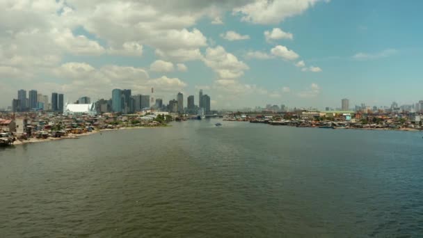 Manila, die Hauptstadt der Philippinen, Luftaufnahme. — Stockvideo