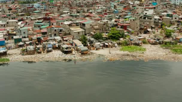 Bidonvilles et quartiers pauvres de la ville de Manille. — Video