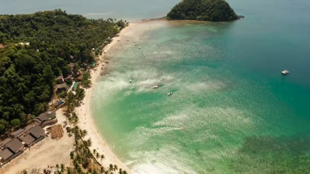Pláž Las Cabanas v El Nido na Filipínách — Stock video