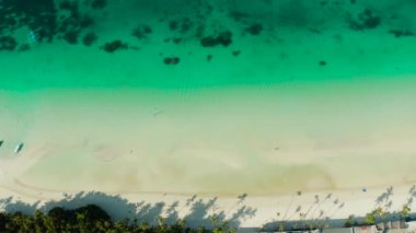 Tropik plaj ve açık mavi deniz