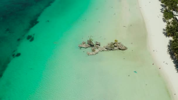 Boracay eiland met wit zandstrand, Filippijnen — Stockvideo