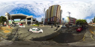 Manila sokaklarında trafik vardı. Filipinler. 360 Derece Görünüm