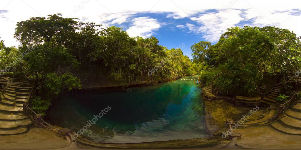 Enchanted River in Hinatuan, Surigao Del Sur, Philippines. 360-Degree view