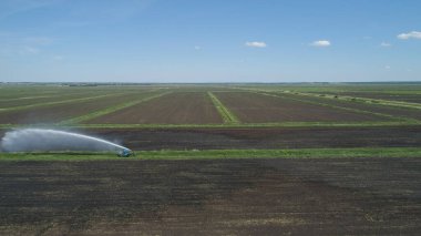 Tarım arazisindeki sulama sistemi.