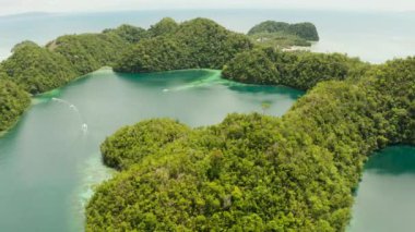 Sugba gölünün havadan görünüşü, Siargao, Filipinler.