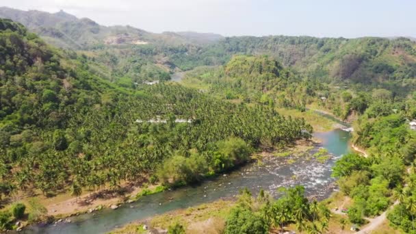 Fluss zwischen Bergen und Dschungel. — Stockvideo