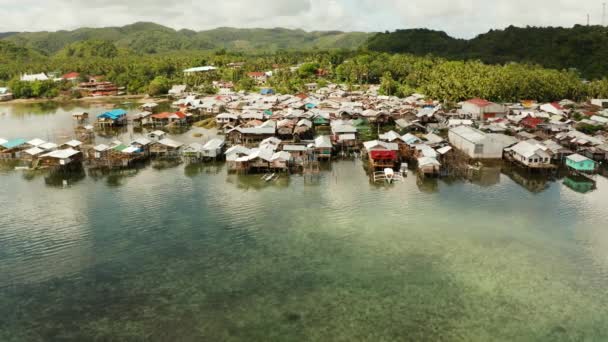 Fishing village and houses on stilts. Dapa city, Siargao, Philippines. — Stock Video