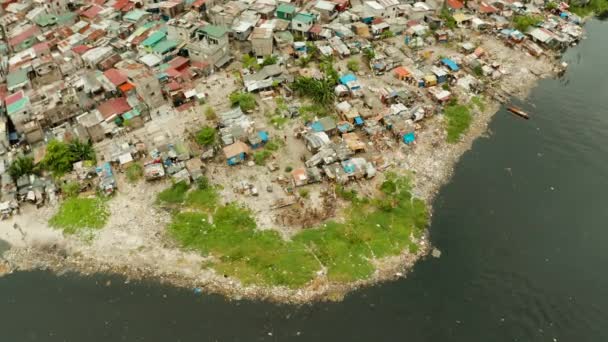 Slumsy i biedna dzielnica miasta Manila. — Wideo stockowe