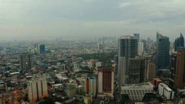 Manila, Filipinler 'in başkenti, hava manzaralı..