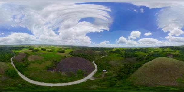 Čokoládové kopce. Bohol Filipíny. 360-stupňové zobrazení. — Stock video