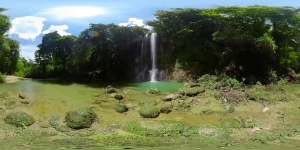 Beautiful tropical waterfall. Kawasan Falls, Bohol, Philippines. Virtual Reality 360. — Stock Video