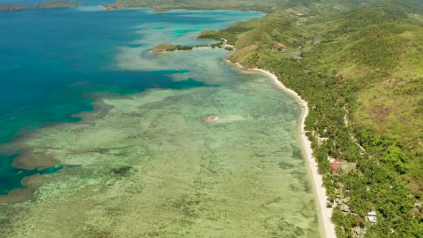 Isla tropical con laguna azul — Vídeos de Stock