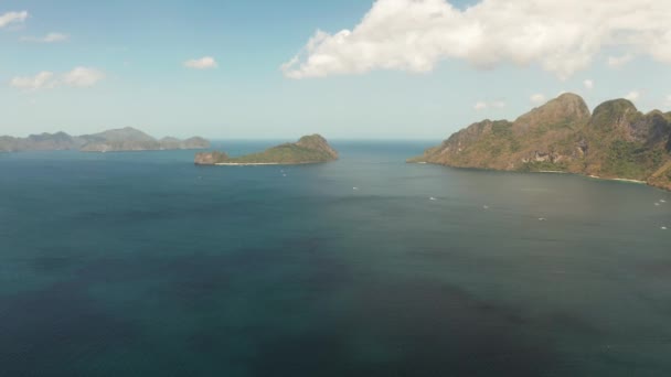 Seascape com ilhas tropicais El Nido, Palawan, Filipinas — Vídeo de Stock