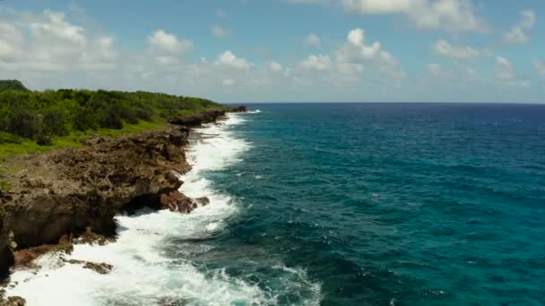 Oceanen med vågor som kraschar på stranden — Stockvideo