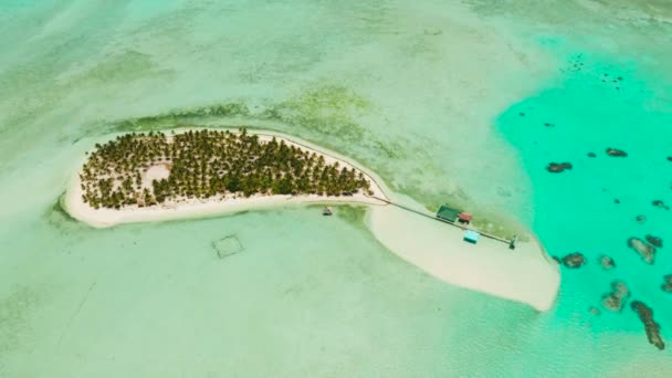 Île tropicale avec une plage sur l'atoll. Onok Island Balabac, Philippines. — Video