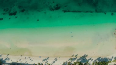 Tropik plaj ve açık mavi deniz